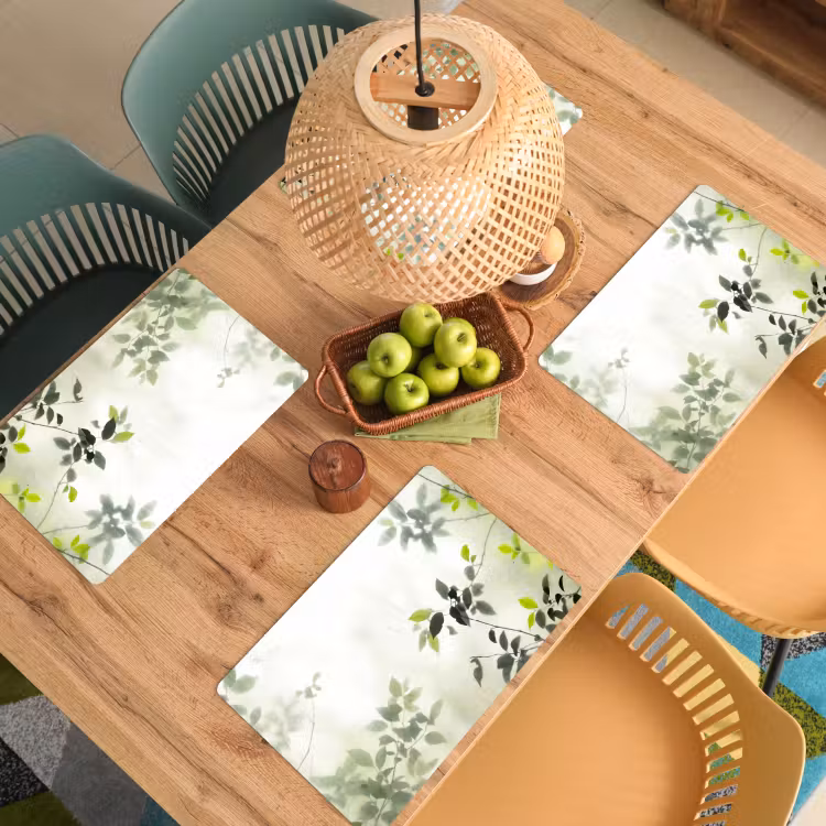 Placemat - 6 stuks - Blad - Schaduw - Natuur - Abstract - Groen — 6