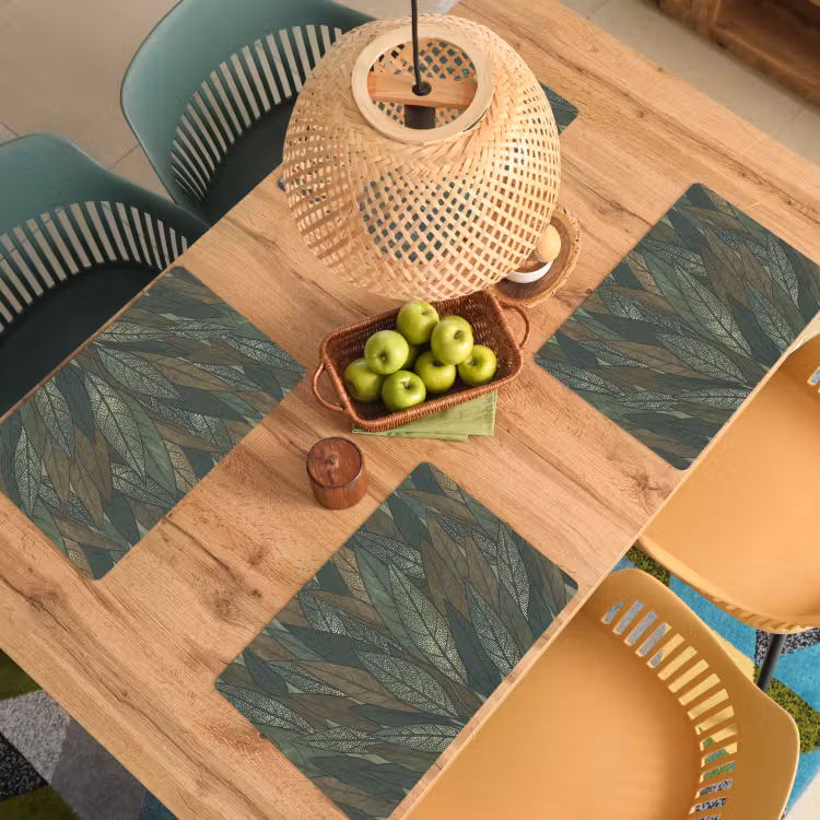 Placemat - 6 stuks - Bladeren - Patroon - Gestippeld - Natuur - Groen — 6