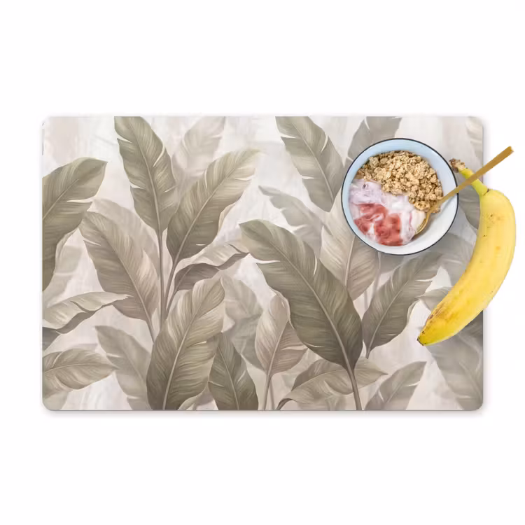 Placemat - 6 stuks - Bladeren - Tropisch - Natuur - Abstract - Beige — 1