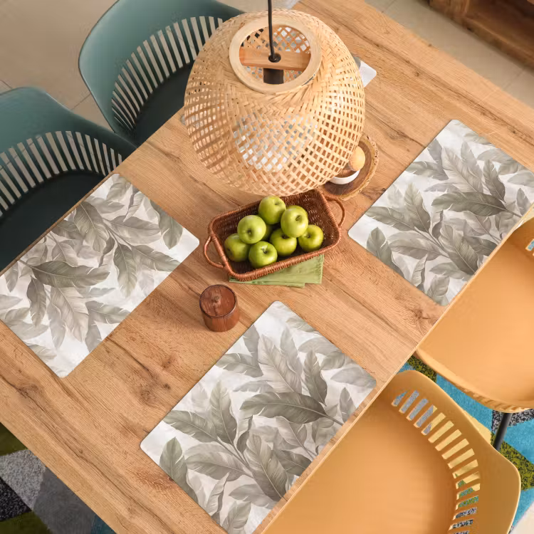 Placemat - 6 stuks - Bladeren - Tropisch - Natuur - Abstract - Beige — 6