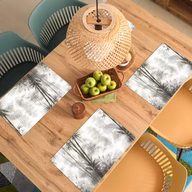 Placemat - 6 stuks - Bloemen - Knop - Tuin - Illustratie - Wit — 6