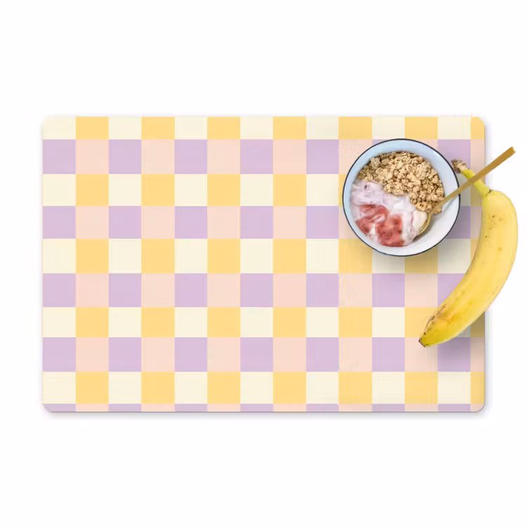 Placemat - 6 stuks - Blokjes - Lila - Geel — 1