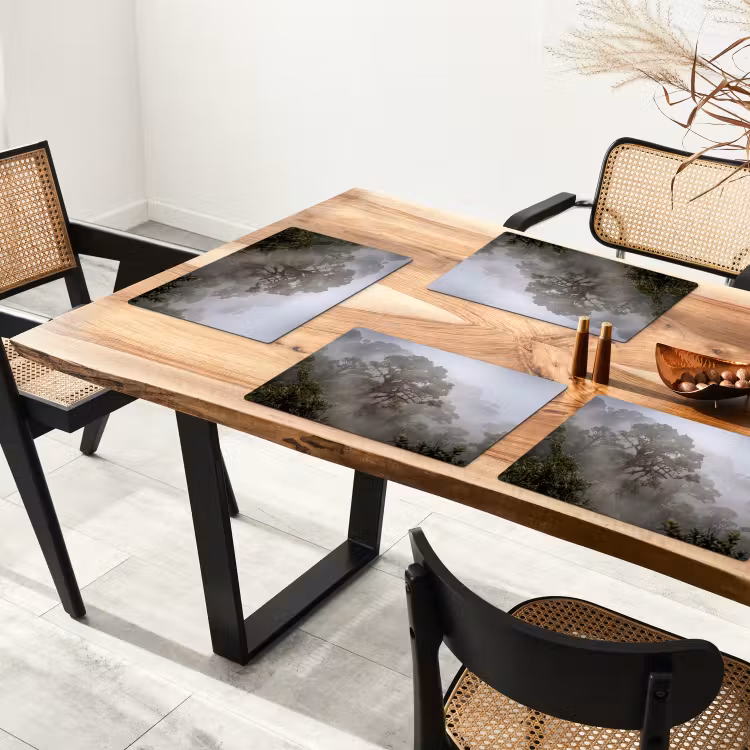 Placemat - 6 stuks - Boom - Mistig - Bos - Groen - Natuur — 5