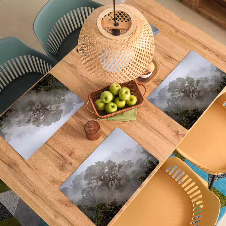 Placemat - 6 stuks - Boom - Mistig - Bos - Groen - Natuur — 6