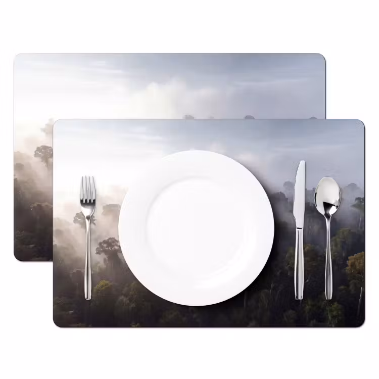 Placemat - 6 stuks - Bos - Mist - Natuur - Groen — 2