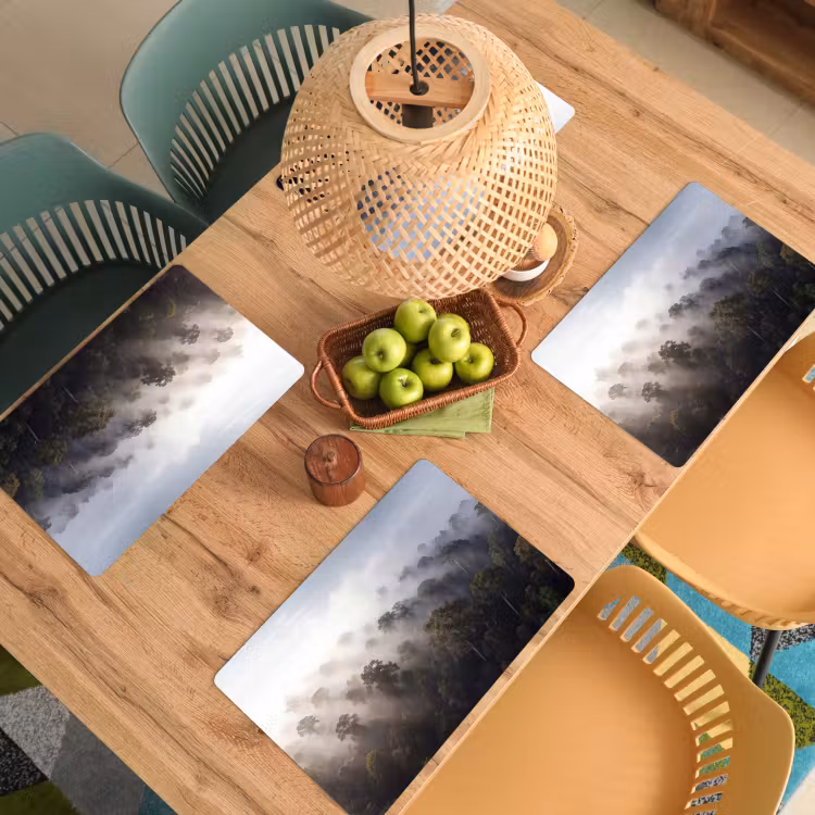 Placemat - 6 stuks - Bos - Mist - Natuur - Groen — 6