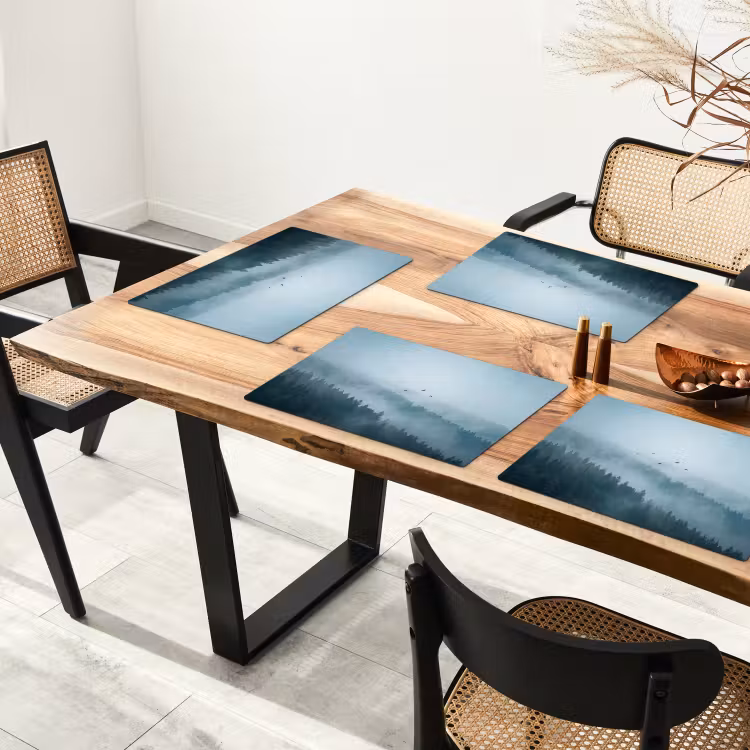 Placemat - 6 stuks - Bos - Mist - Vogels - Natuur - Groen — 5