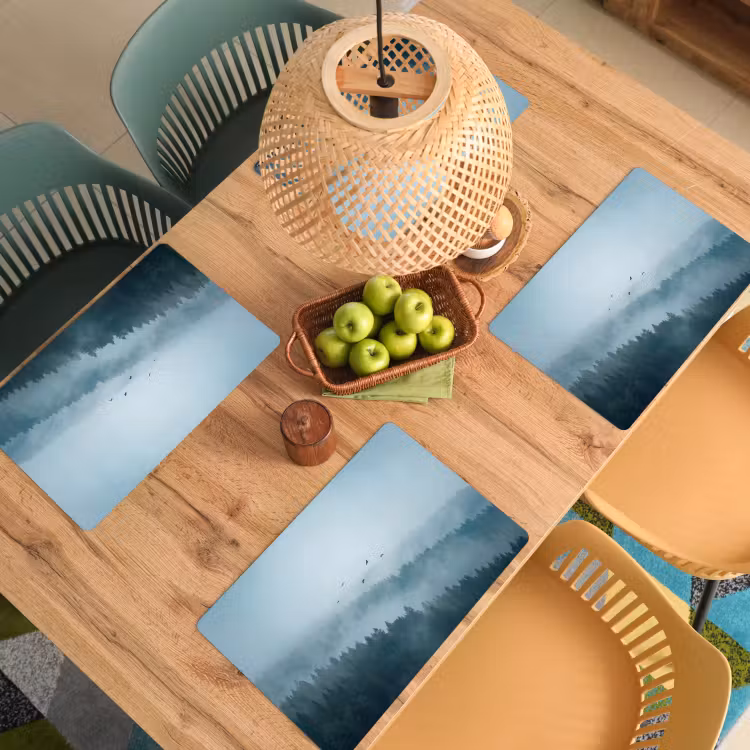 Placemat - 6 stuks - Bos - Mist - Vogels - Natuur - Groen — 6