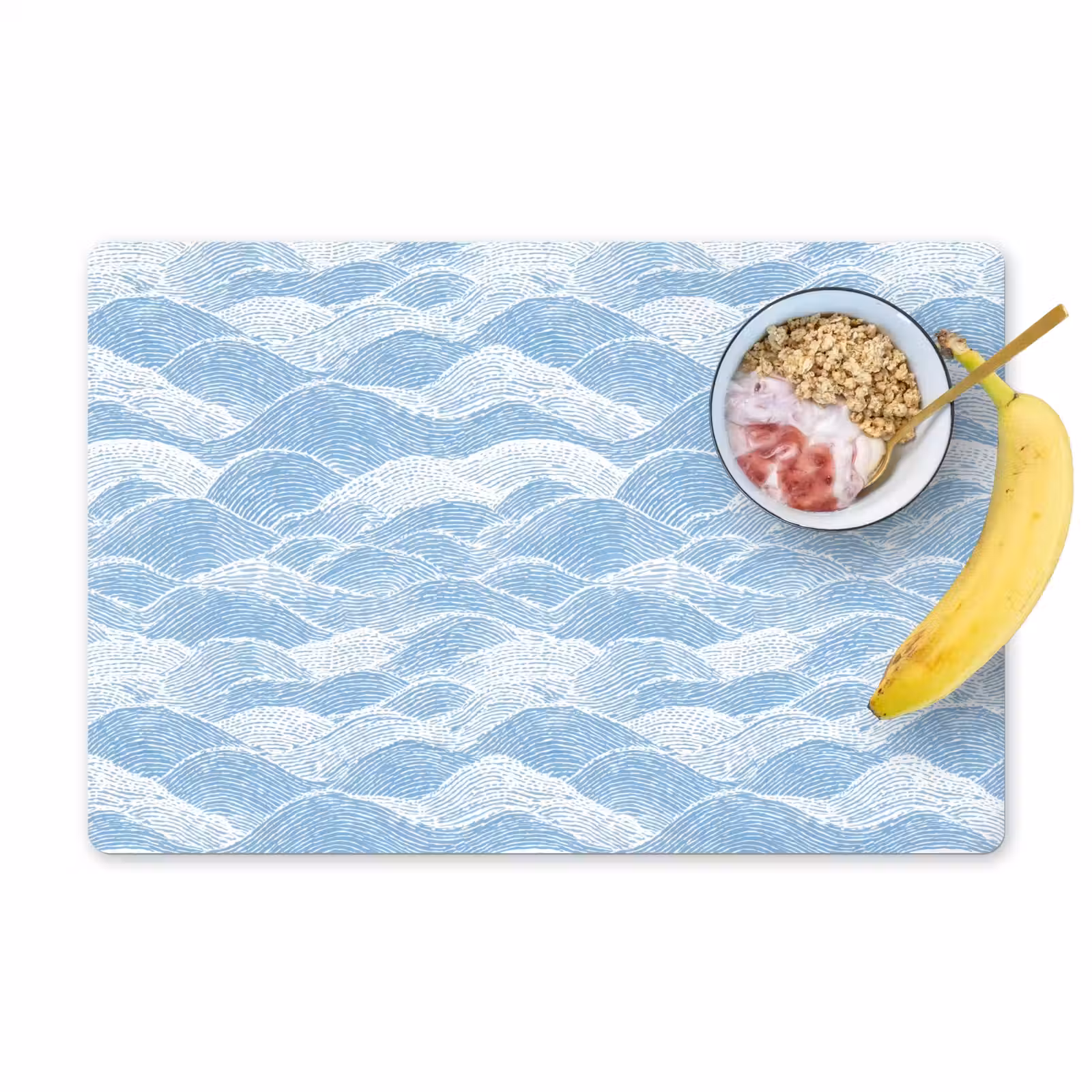 Placemat - 6 stuks - Blauw - Wit - Golven - Getekend — 1