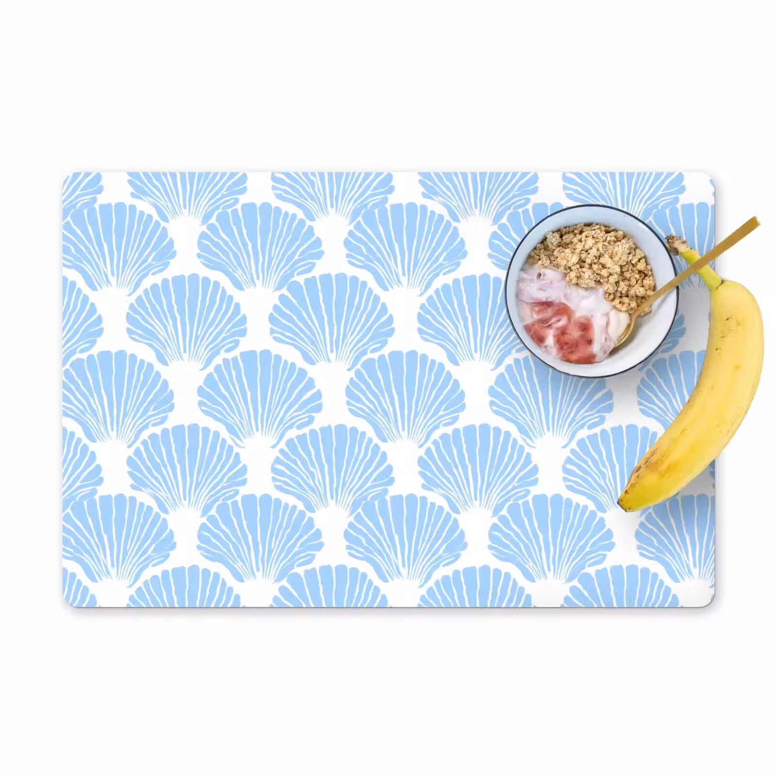 Placemat - 6 stuks - Blauw - Wit - Schelpen - Grafisch - Structuur — 1