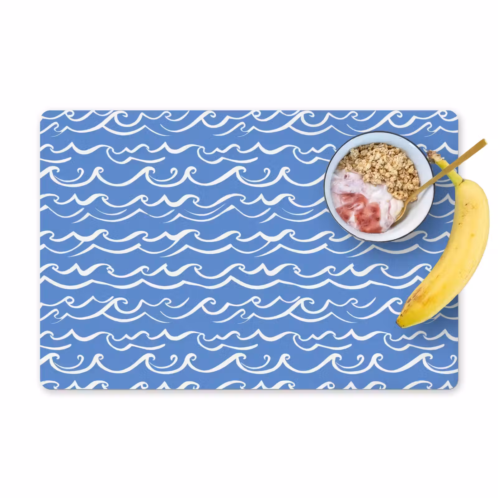 Placemat - 6 stuks - Blauw - Wit - Simpel - Getekend - Golven — 1