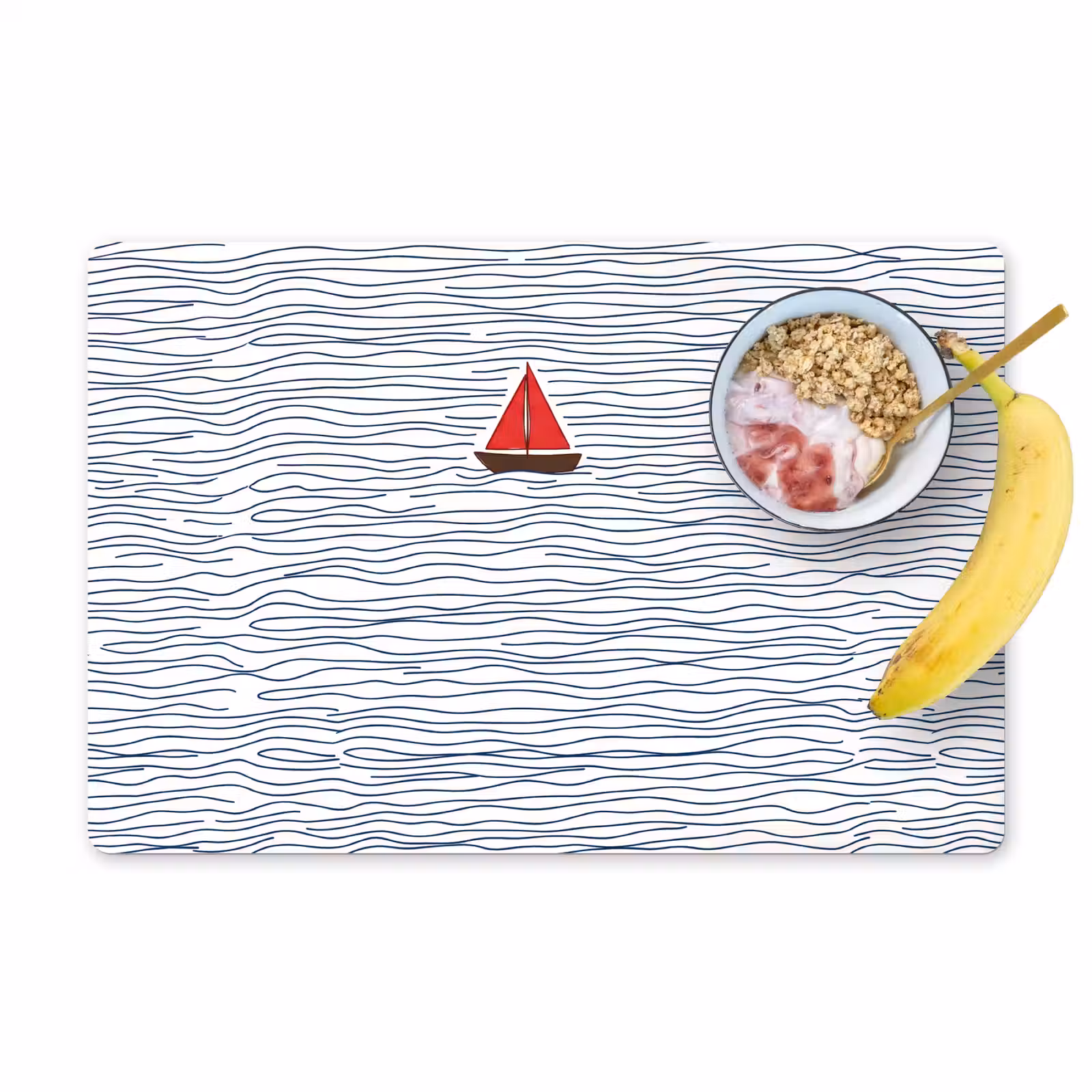 Placemat - 6 stuks - Boot - Water - Rood - Illustratie - Minimalistisch — 1