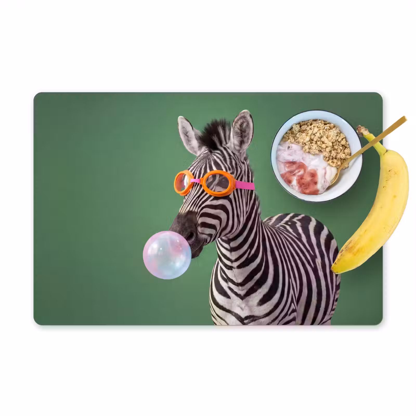 Placemat - 6 stuks - Dier - Bril - Bel - Modern - Groen — 1