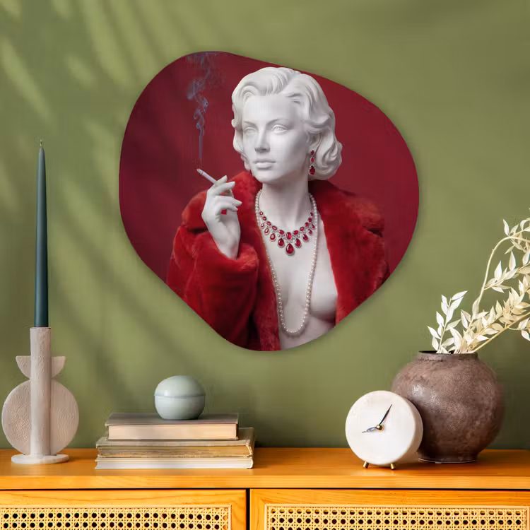 Organische vorm aluminium - Vrouw - Bontjas - Mode - Klassiek - Rood — 2