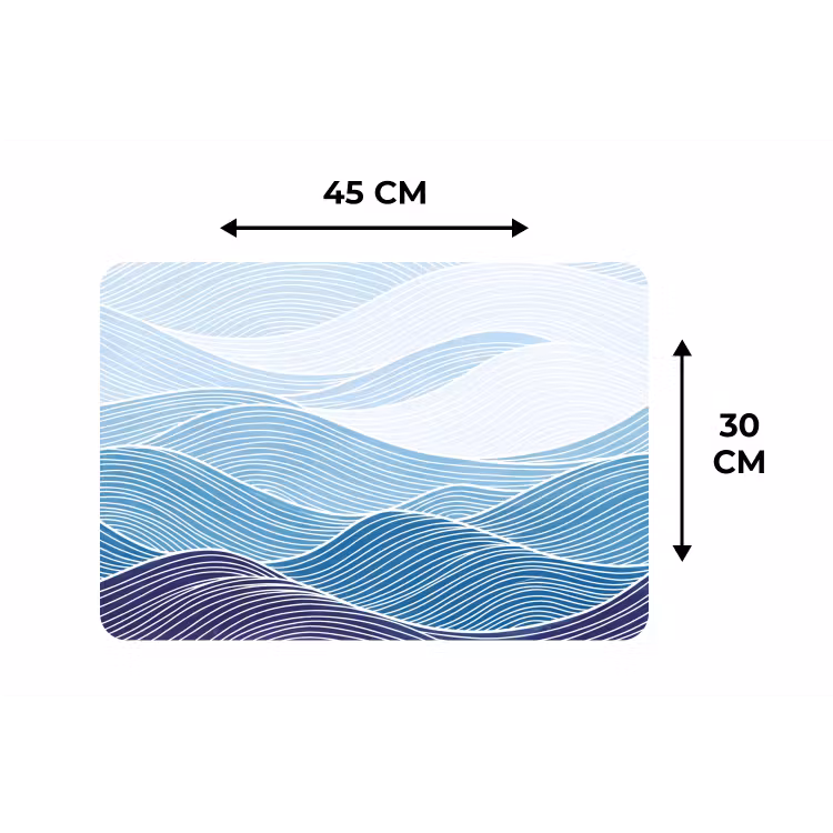Placemat - 6 stuks - Abstract - Golven - Patroon - Blauw - Modern — 3