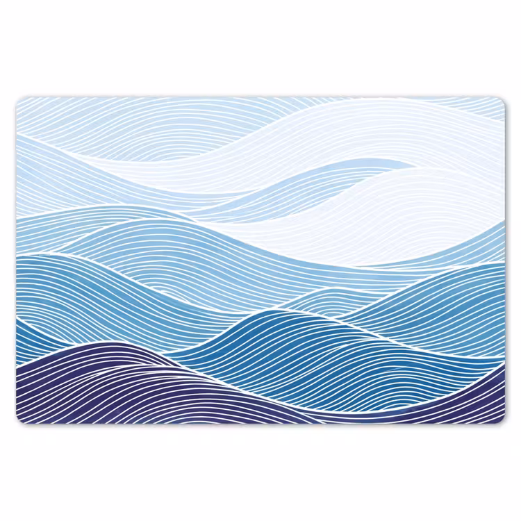 Placemat - 6 stuks - Abstract - Golven - Patroon - Blauw - Modern — 7