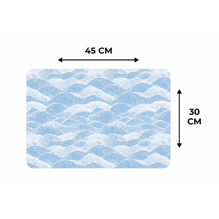 Placemat - 6 stuks - Blauw - Wit - Golven - Getekend — 3