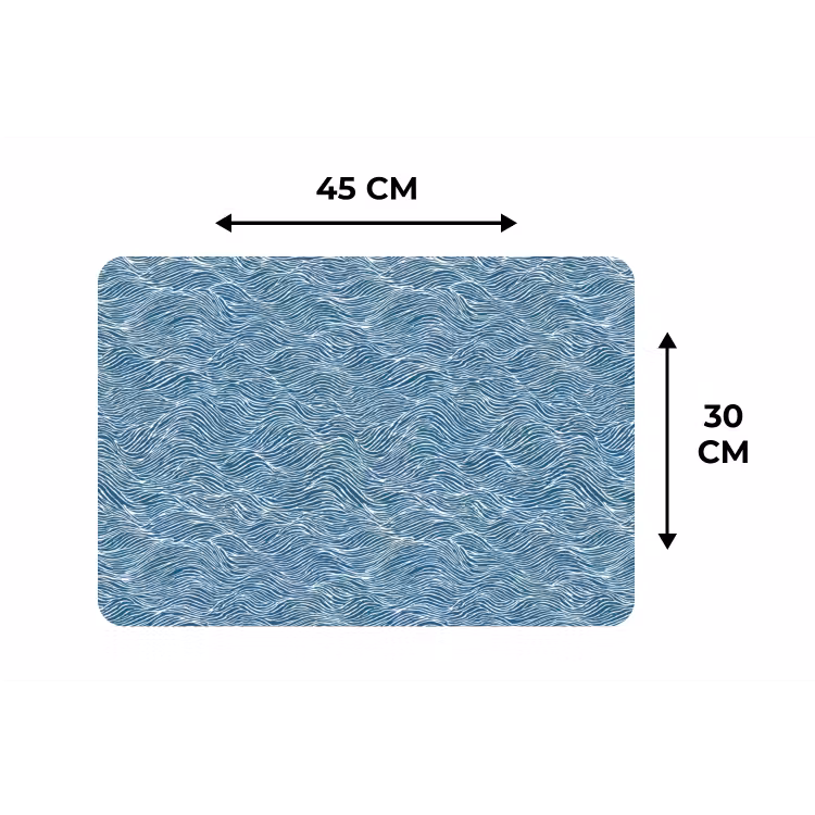 Placemat - 6 stuks - Blauw - Wit - Golven - Getekend - Textuur — 3