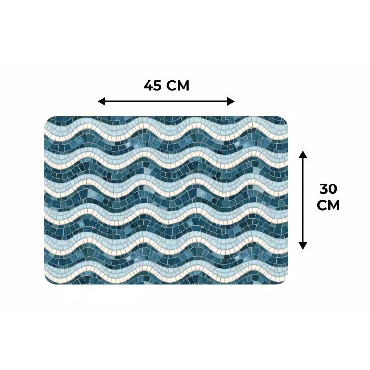 Placemat - 6 stuks - Blauw - Wit - Mozaïek - Golvend — 3