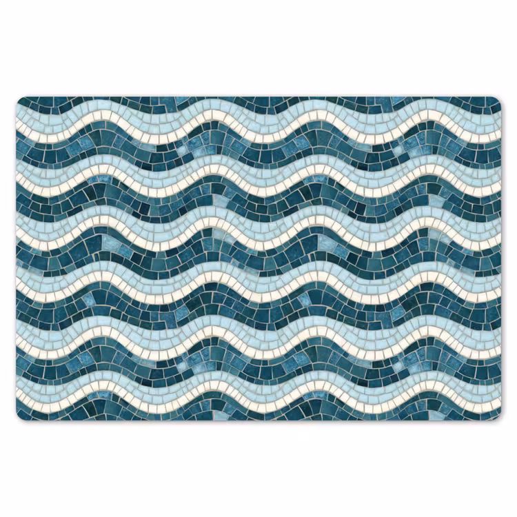 Placemat - 6 stuks - Blauw - Wit - Mozaïek - Golvend — 7