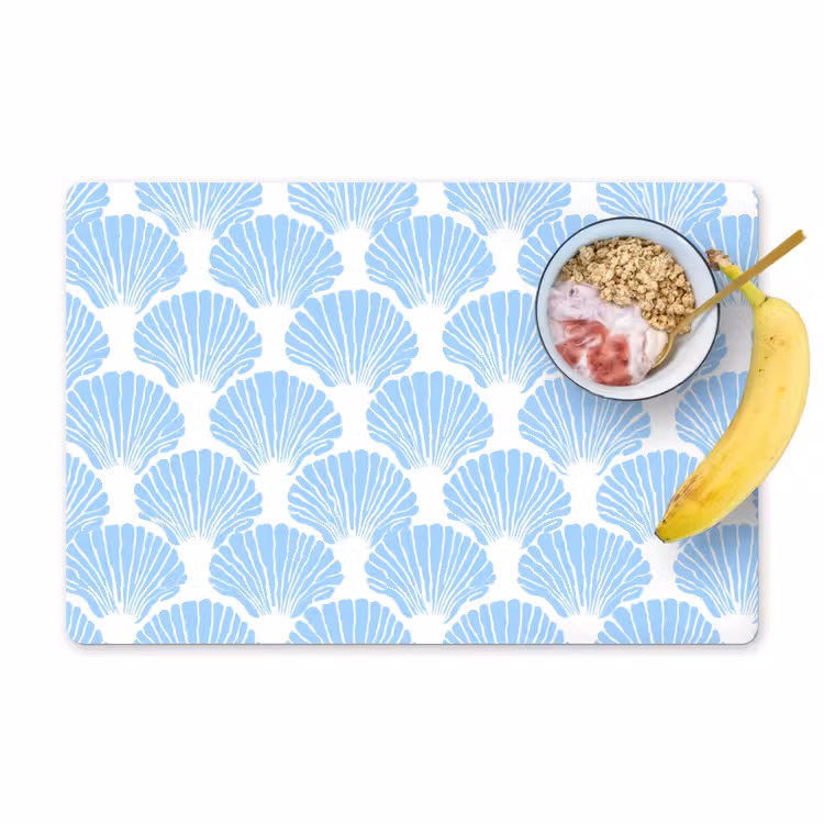 Placemat - 6 stuks - Blauw - Wit - Schelpen - Grafisch - Structuur — 1