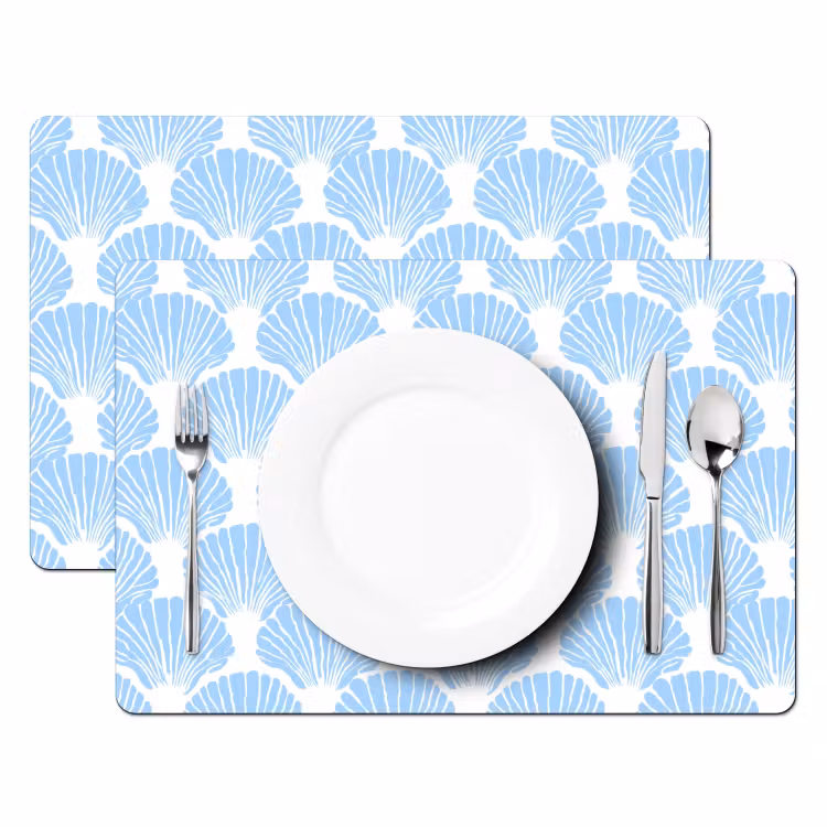 Placemat - 6 stuks - Blauw - Wit - Schelpen - Grafisch - Structuur — 2
