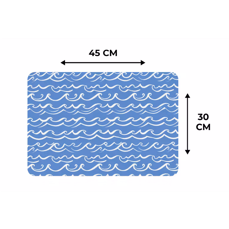 Placemat - 6 stuks - Blauw - Wit - Simpel - Getekend - Golven — 3