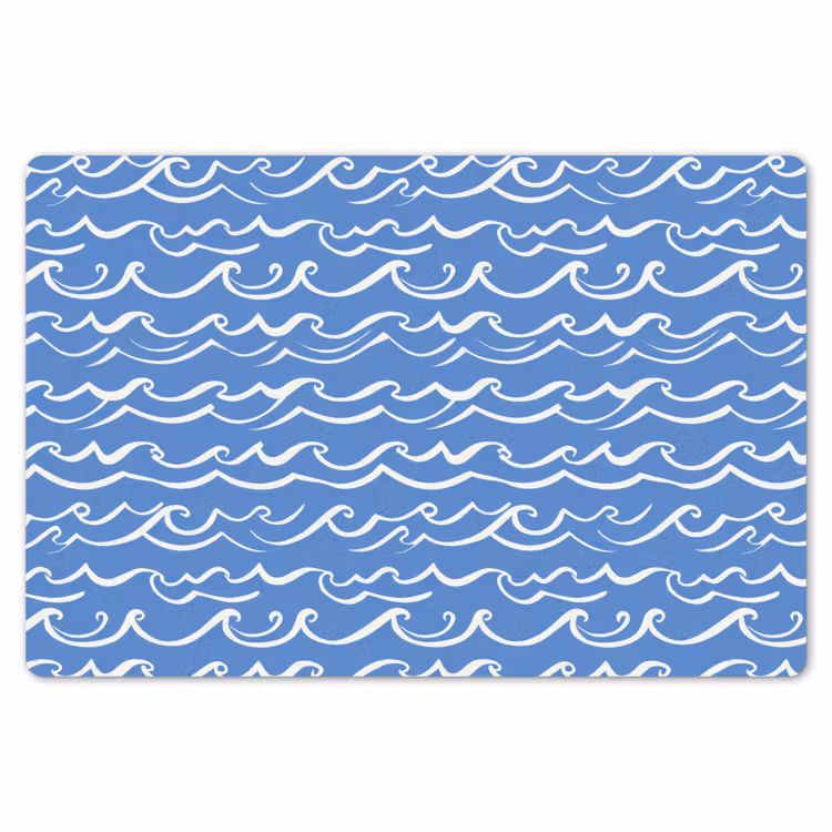 Placemat - 6 stuks - Blauw - Wit - Simpel - Getekend - Golven — 7