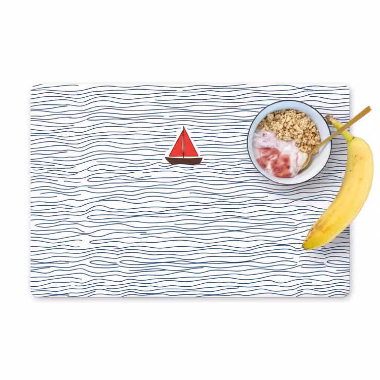 Placemat - 6 stuks - Boot - Water - Rood - Illustratie - Minimalistisch — 1