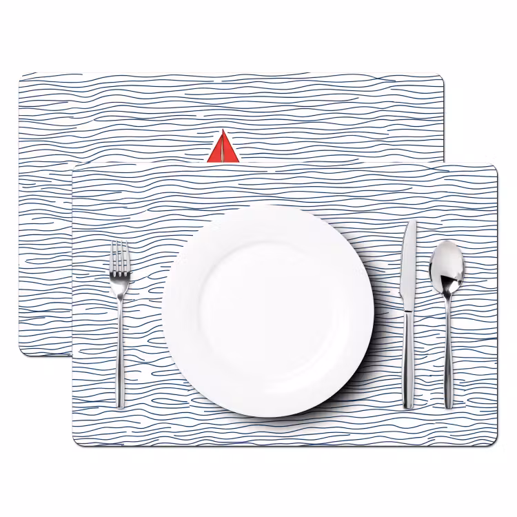 Placemat - 6 stuks - Boot - Water - Rood - Illustratie - Minimalistisch — 2