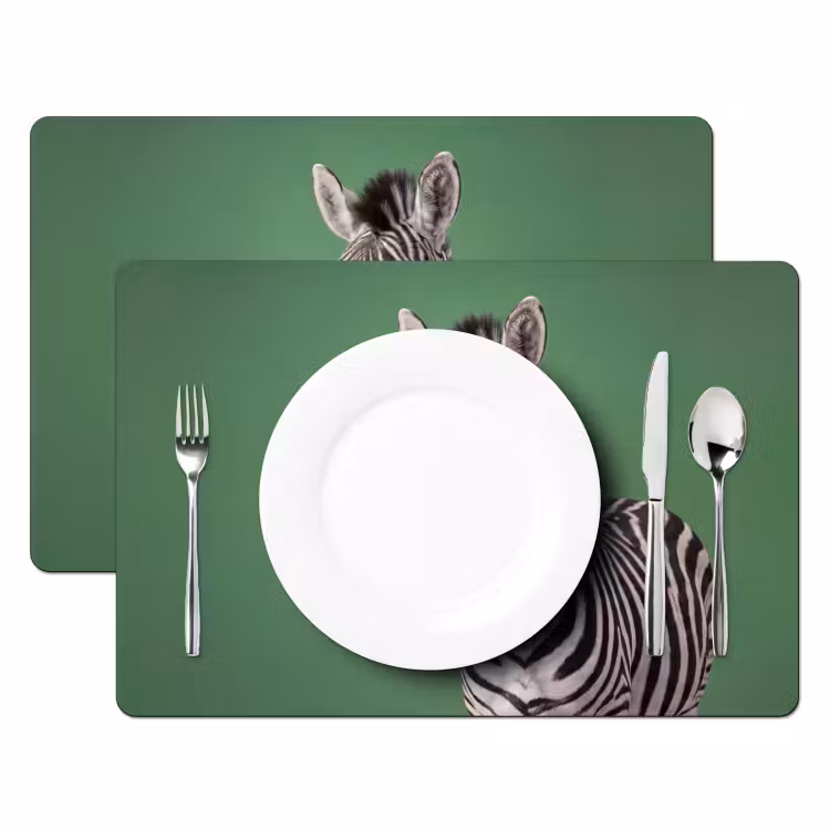 Placemat - 6 stuks - Dier - Bril - Bel - Modern - Groen — 2