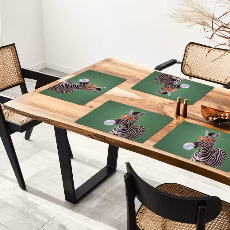 Placemat - 6 stuks - Dier - Bril - Bel - Modern - Groen — 5