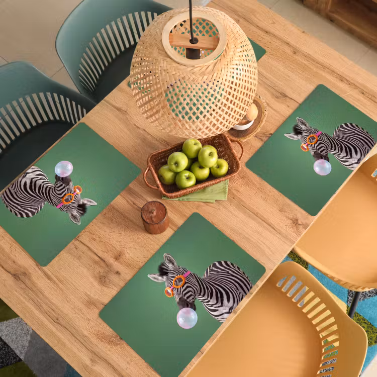 Placemat - 6 stuks - Dier - Bril - Bel - Modern - Groen — 6