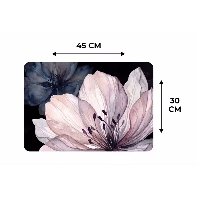 Placemat - 6 stuks - Bloemen - Aquarel - Modern - Roze - Donker — 3