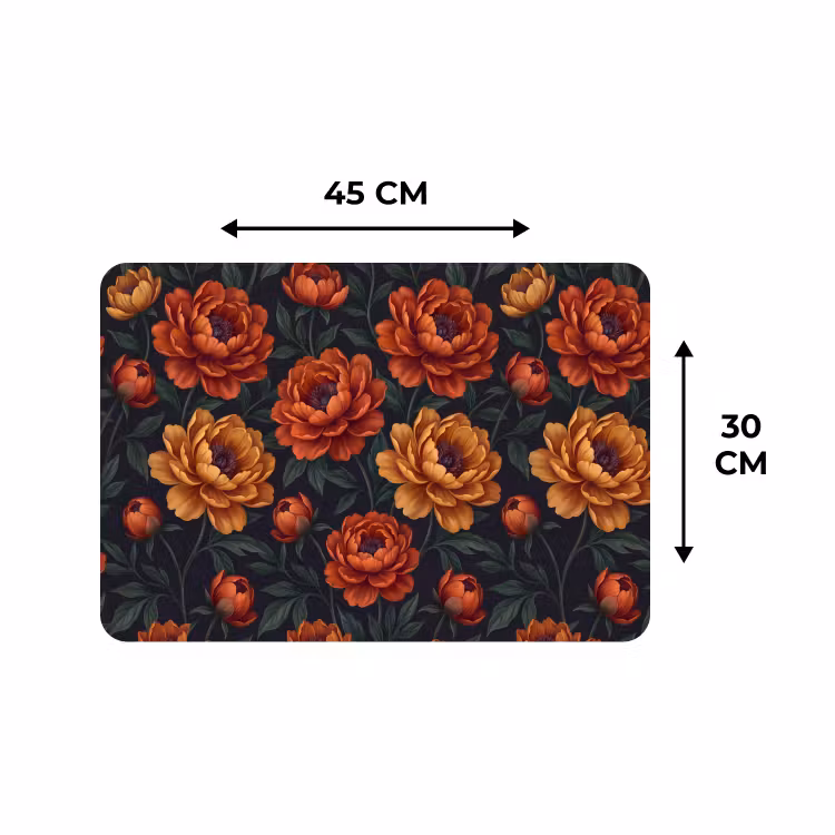 Placemat - 6 stuks - Bloemen - Bladeren - Natuur - Modern - Oranje — 3
