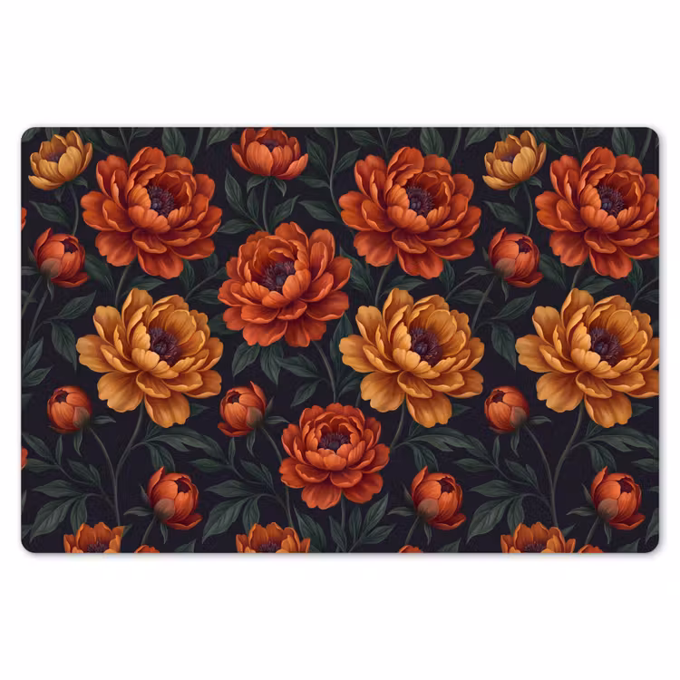Placemat - 6 stuks - Bloemen - Bladeren - Natuur - Modern - Oranje — 7