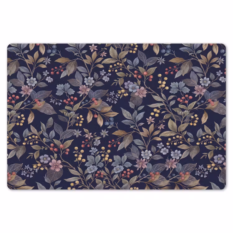 Placemat - 6 stuks - Bloemen - Bladeren - Patroon - Botanisch - Donkerblauw — 7