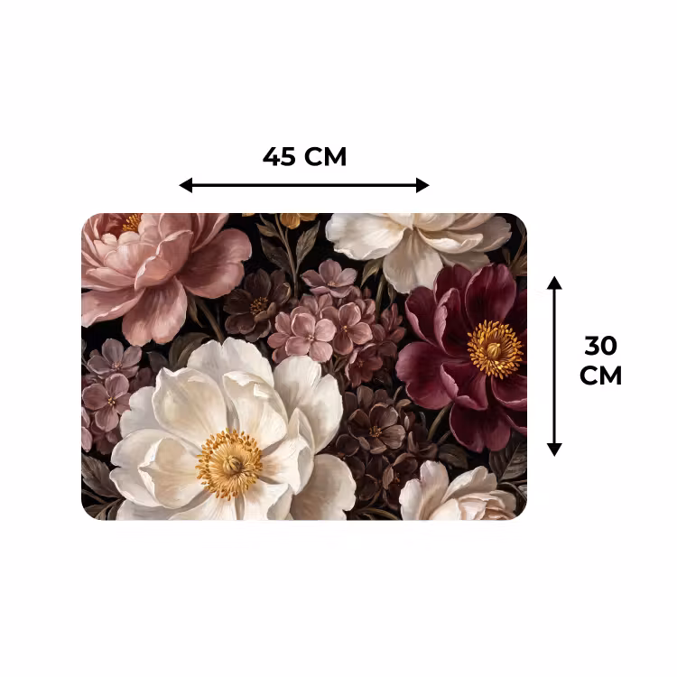 Placemat - 6 stuks - Bloemen - Boeket - Klassiek - Donker - Rood — 3
