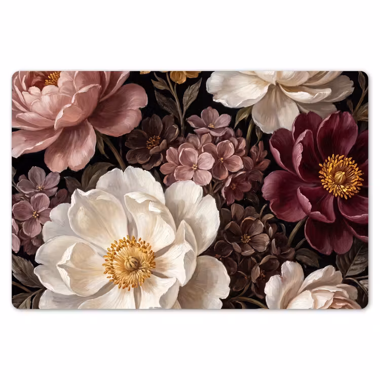 Placemat - 6 stuks - Bloemen - Boeket - Klassiek - Donker - Rood — 7