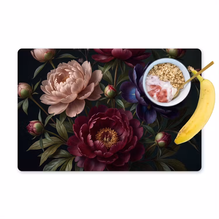 Placemat - 6 stuks - Bloemen - Boeket - Natuur - Modern - Donker — 1