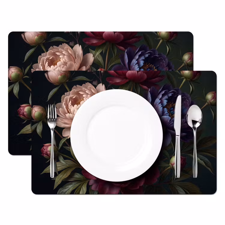 Placemat - 6 stuks - Bloemen - Boeket - Natuur - Modern - Donker — 2