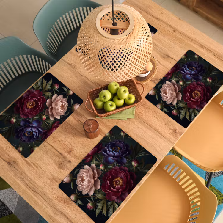 Placemat - 6 stuks - Bloemen - Boeket - Natuur - Modern - Donker — 6