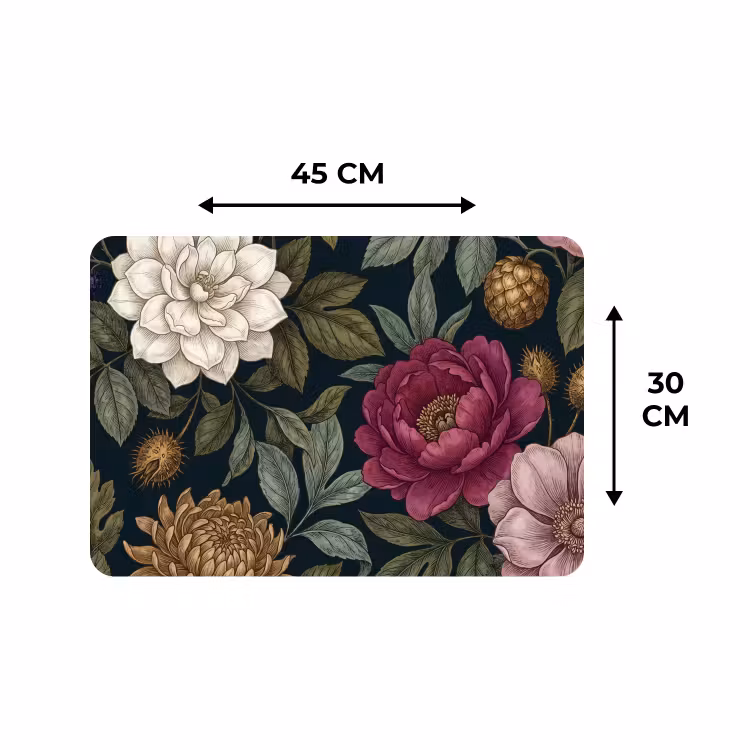 Placemat - 6 stuks - Bloemen - Botanisch - Illustratie - Donker - Vintage — 3