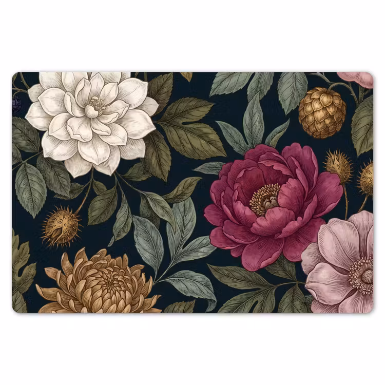 Placemat - 6 stuks - Bloemen - Botanisch - Illustratie - Donker - Vintage — 7