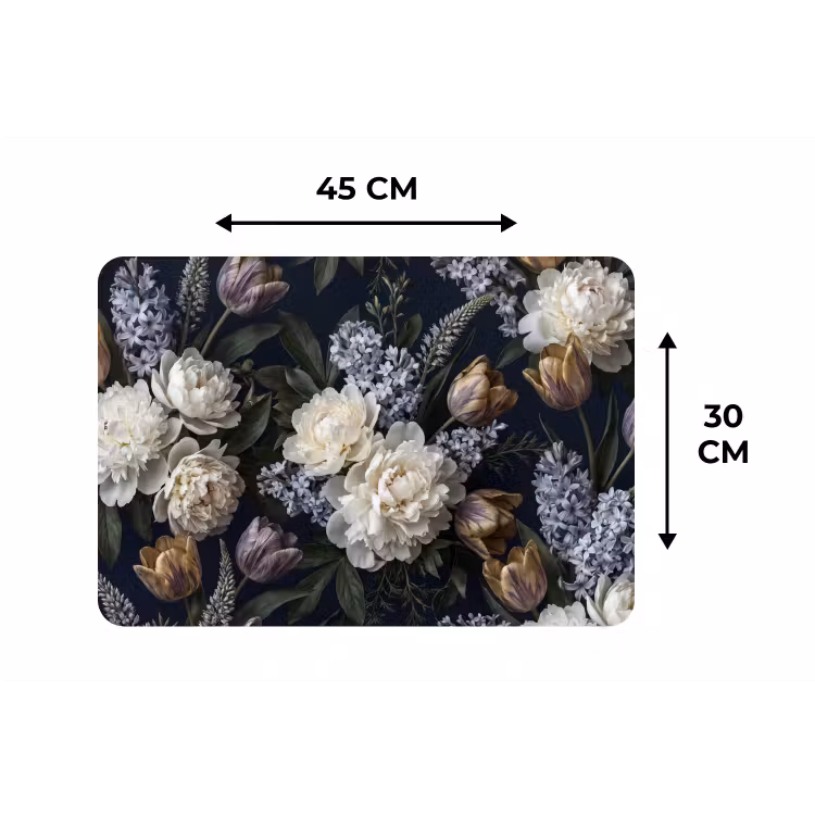 Placemat - 6 stuks - Bloemen - Donker - Elegant - Natuur - Wit — 3