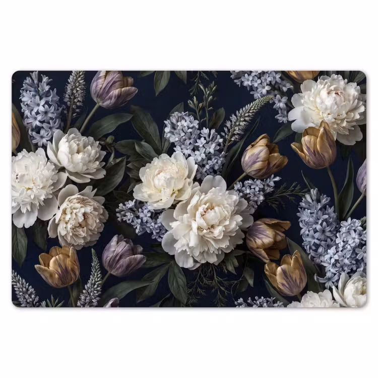 Placemat - 6 stuks - Bloemen - Donker - Elegant - Natuur - Wit — 7