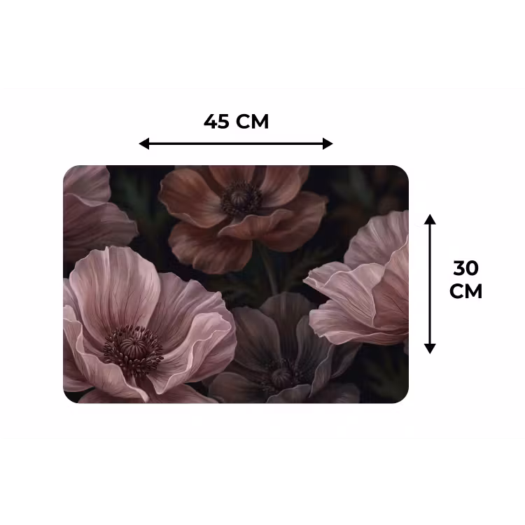 Placemat - 6 stuks - Bloemen - Natuur - Roze - Donker - Modern — 3