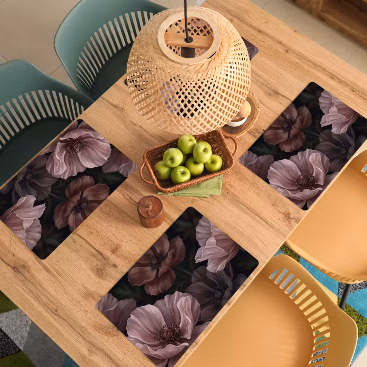 Placemat - 6 stuks - Bloemen - Natuur - Roze - Donker - Modern — 6