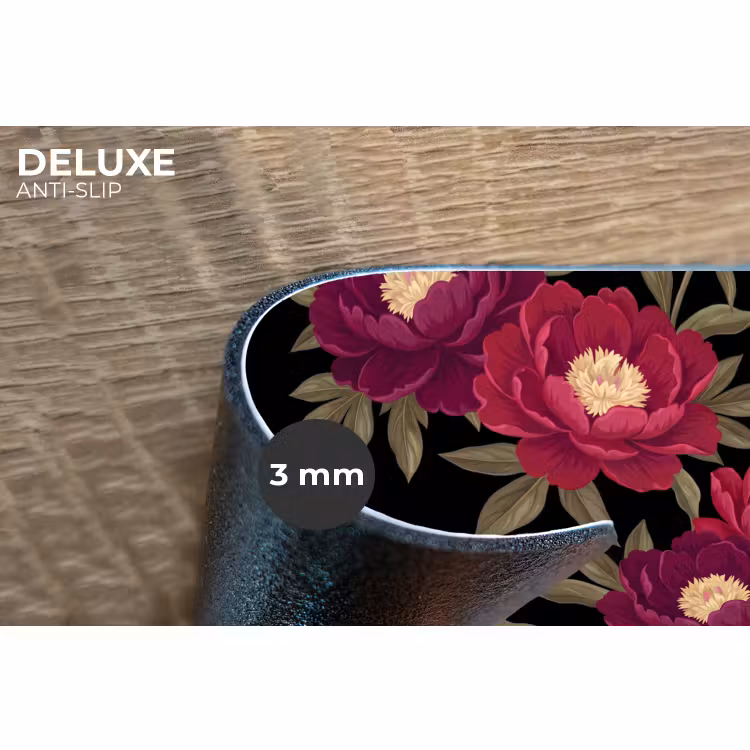 Placemat - 6 stuks - Bloemen - Patroon - Botanisch - Rood - Zwart — 4