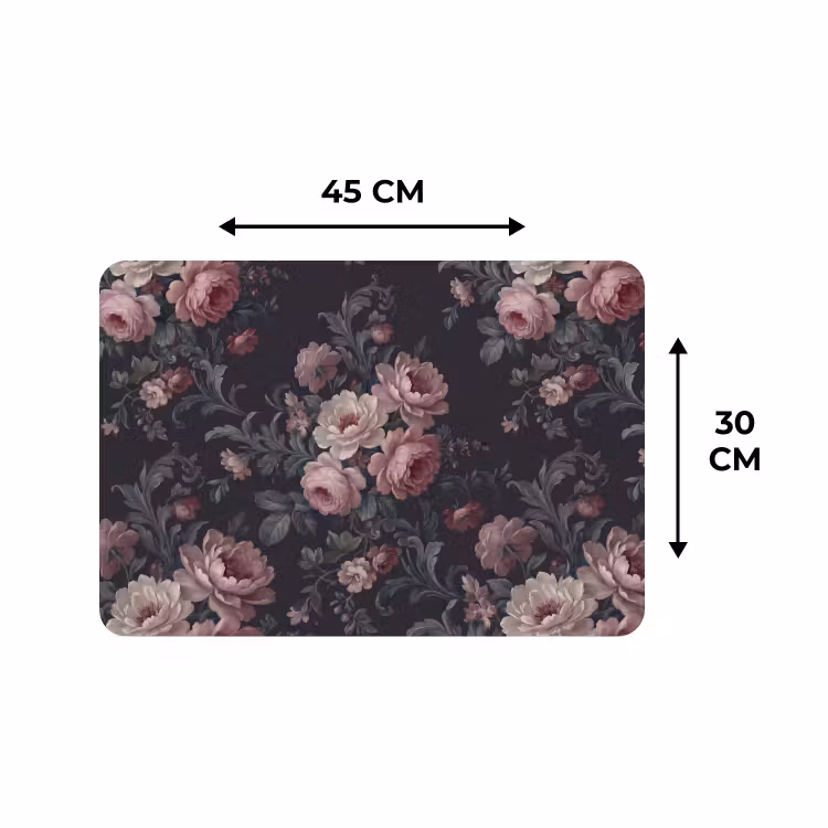 Placemat - 6 stuks - Bloemen - Patroon - Sierlijk - Roze - Donker — 3
